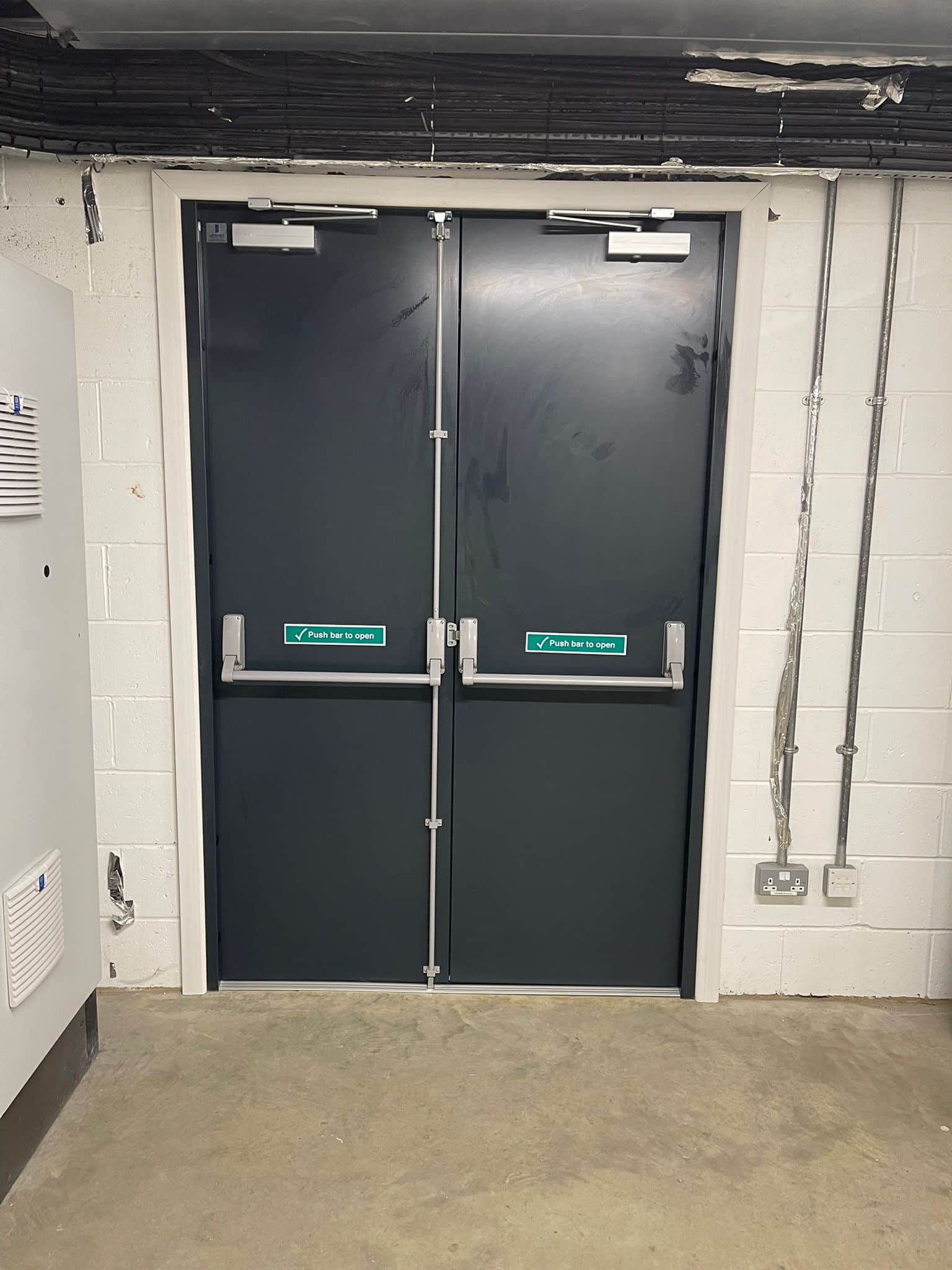 Double external fire doors