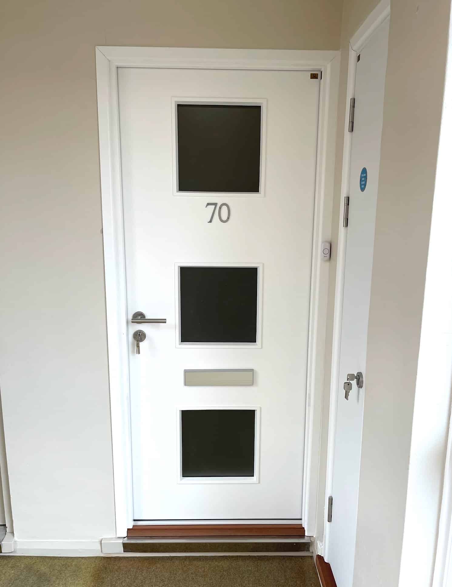 Custom white glazed fire door
